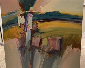 Field Workers Textured Painting Carlos Lopez 42 x 42
