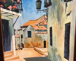 *Original* Painting M Florian Spain Street Villa 42 x 34