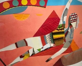 *Signed* Max Papart Oval Acrobat Lithograph 42 x 54