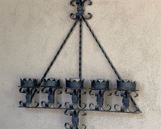 Spanish Revival Wrought Iron 5 Candle Holder 36x32x6in HxWxD
