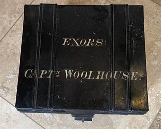 Exors Captn Woolhouse Metal Deed Box Captains Trunk 10x13x11in HxWxD