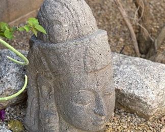 Stone Buddha Head 22 x 9 x 12 HxWxD