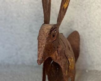 Rustic Metal Rabbit Bunny 10 x 3 x 8 HxWxD
