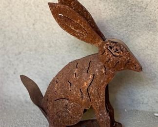 Rustic Metal Rabbit Bunny 10 x 3 x 8 HxWxD