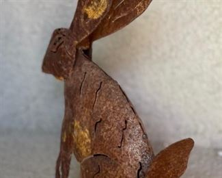 Rustic Metal Rabbit Bunny 10 x 3 x 8 HxWxD