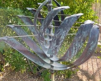 Kinetic Art Copper Wind Spinner 53in H x 25in W