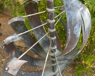 Kinetic Art Copper Wind Spinner 53in H x 25in W