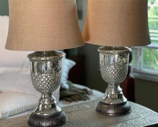 2pc Pottery Barn Mercury Glass Table Lamps PAIR 29x17in