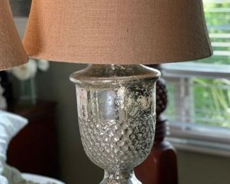 2pc Pottery Barn Mercury Glass Table Lamps PAIR 29x17in