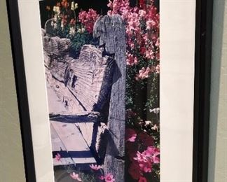 Constance A. White Framed Photo Bench/Flowers 22 x 17