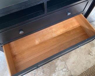 Ethan Allen black 3 drawer dresser/ console 44in. X 20in. X 37.5in.