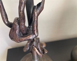 Vintage Maitland Smith Bronze Monkey Lamps pair 7.5in x 34.25in. Tall