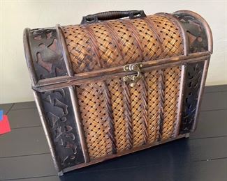 Wooden wicker decor box 15in X 8in. X 14in.