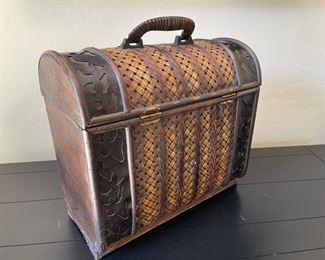 Wooden wicker decor box 15in X 8in. X 14in.