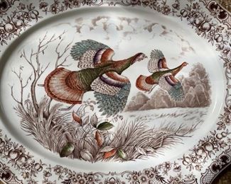 Johnson Bros England Windsor Ware Large Wild Turkeys Serving Plate Platter 20.5" 20.5in. X 16in