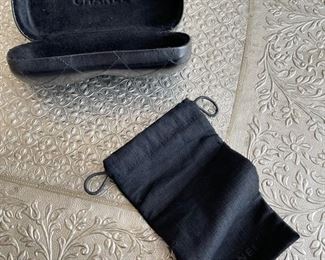 Authentic CHANEL Black Quilted Leather Sunglass Eyeglass Case With soft cover N/A