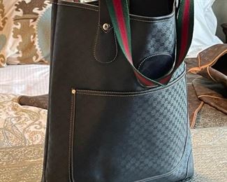 Gucci black GG monogram tote bag 13in. X 4in. X 15.5in.