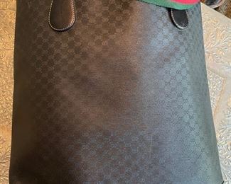 Gucci black GG monogram tote bag 13in. X 4in. X 15.5in.