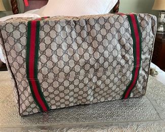 Gucci - Vintage GG Duffle Bag - Tan Canvas Leather Web Stripe Large Shoulder