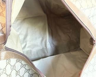 Gucci - Vintage GG Duffle Bag - Tan Canvas Leather Web Stripe Large Shoulder