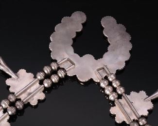 Navajo Turquoise Opal, & Silver Squash Blossom Necklace Native American 28in