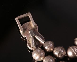 Navajo Turquoise Opal, & Silver Squash Blossom Necklace Native American 28in