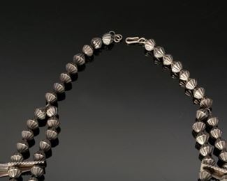 Antique Navajo Silver Squash Blossom Necklace Native American 26in