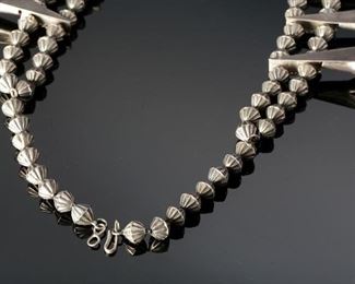 Antique Navajo Silver Squash Blossom Necklace Native American 26in