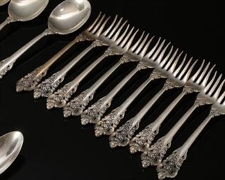 HUGE 98pc Wallace Sterling Silver Grande Baroque Silverware Set Flatware 98 pc