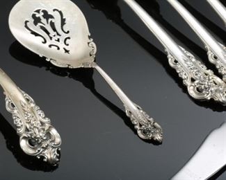 HUGE 98pc Wallace Sterling Silver Grande Baroque Silverware Set Flatware 98 pc