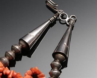 Native American 4 Strand Red Coral Necklace 25.5 inches