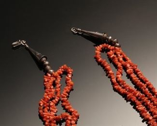 Native American 4 Strand Red Coral Necklace 25.5 inches