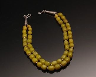 Tony Aguilar Sr 2 Strand Jade and Sterling Silver Necklace Santo Domingo Pueblo 17 inches