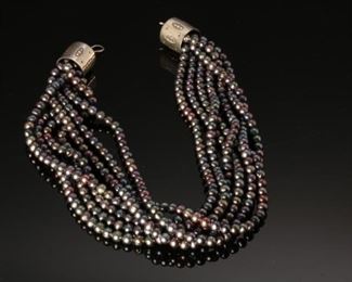 Native American 7 Strand dark beaded Necklace 19.5 inches