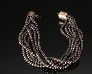 Native American 7 Strand dark beaded Necklace 19.5 inches