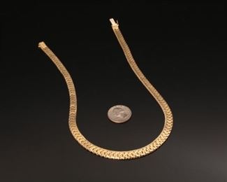 18K 750 Yellow Gold 18” Flat Chain Diani Luigi 18in long x 7 mm wide