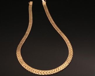 18K 750 Yellow Gold 18” Flat Chain Diani Luigi 18in long x 7 mm wide