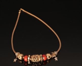 14K Yellow Gold 18” Charm Necklace 18 inch with varying sized charms