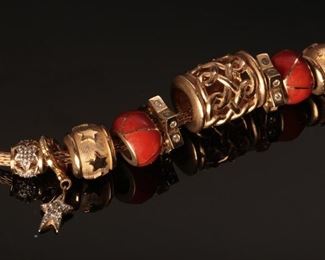 14K Yellow Gold 18” Charm Necklace 18 inch with varying sized charms