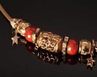 14K Yellow Gold 18” Charm Necklace 18 inch with varying sized charms