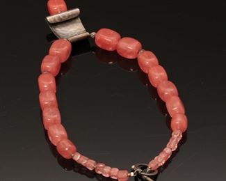 Native American Sterling Silver and Rhodochrosite Necklace 17 inch