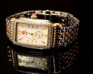 Michele Deco Diamond Two-Toned Watch,Mother of Pearl face MW06M01C5025 16mm by 29mm face