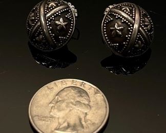 Vintage Sterling Silver Large Round Studs 18mm diameter