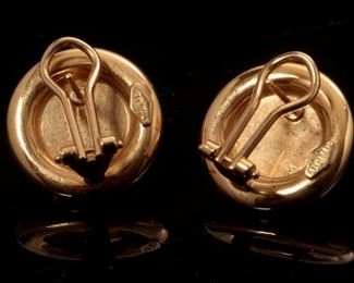 Vintage 14K Yellow Gold and Amber Round Earrings 14mm amber stone 20mm total