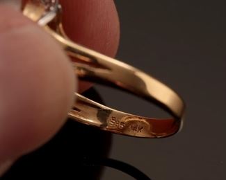 Vintage 14K Yellow Gold Mabe Pearl and Diamond Ring 15mm Pearl size 7