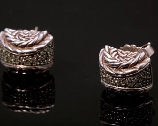 18K and 925 Diamond Cluster Earrings 10mm by 14mm