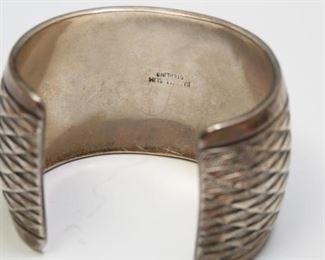 Native American Darrell Slim Sterling Silver thick cuff bracelet 2 1/4 inch diameter:1 3/4 inch wide