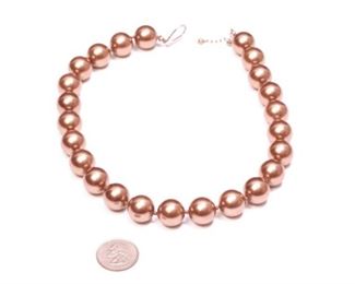 Sterling Silver 16mm Ball Bead Necklace 20in long BRONZE 20in Long<BR>16mm beads
