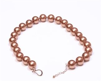 Sterling Silver 16mm Ball Bead Necklace 20in long BRONZE 20in Long<BR>16mm beads