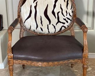 #1 Old Hickory Tannery Zebra Hide Arm Chair	40x33x24in	HxWxD
